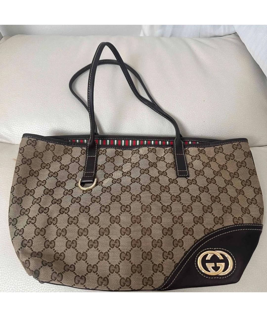 GUCCI Бежевая тканевая сумка тоут, фото 9