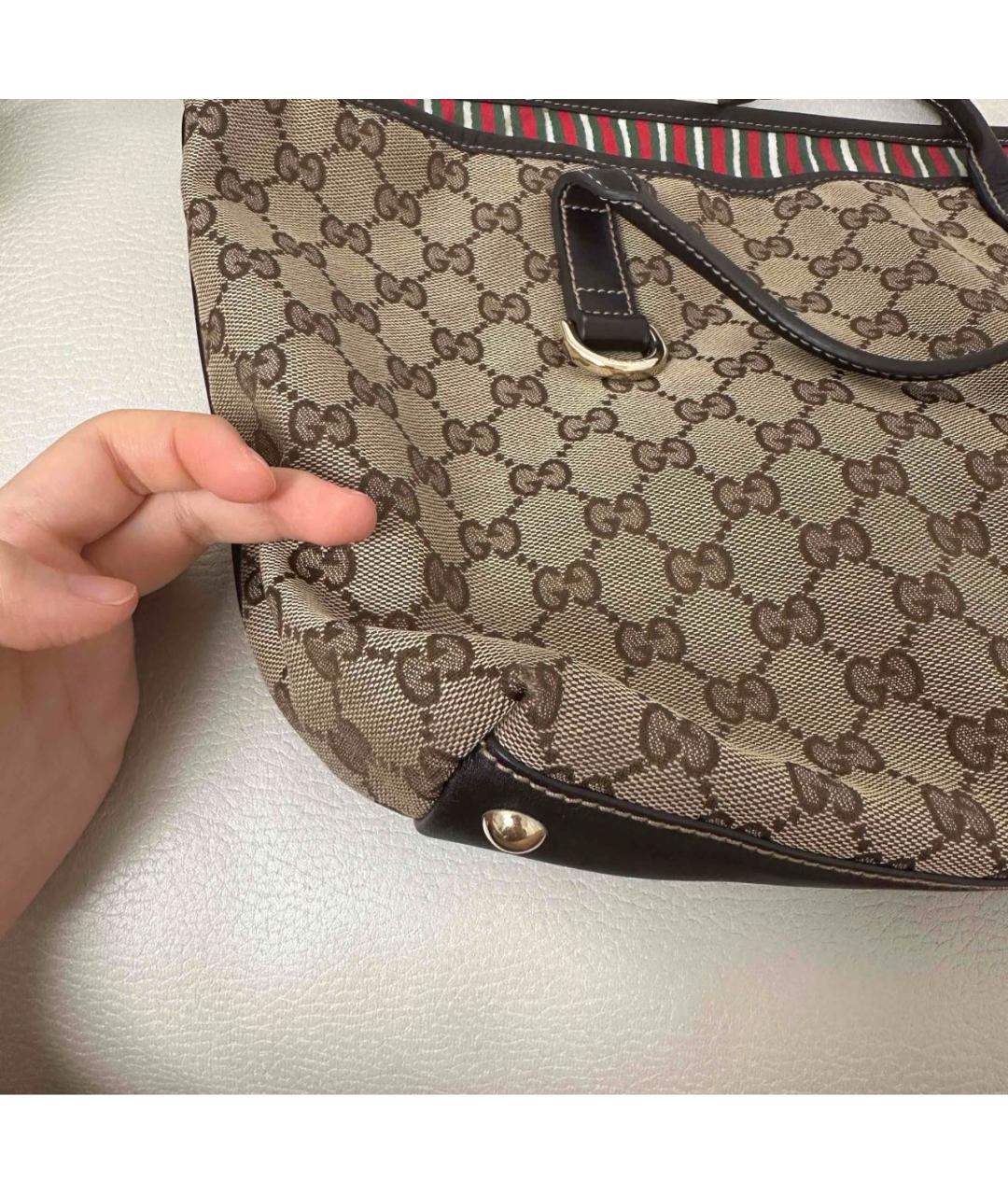GUCCI Бежевая тканевая сумка тоут, фото 8