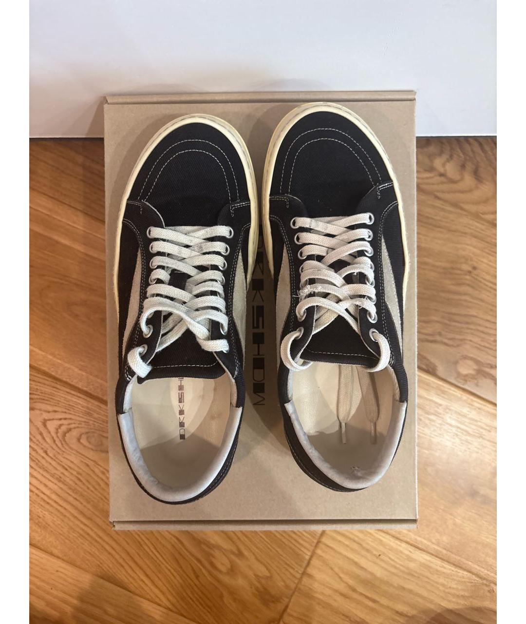 RICK OWENS DRKSHDW Черные текстильные низкие кроссовки / кеды, фото 3
