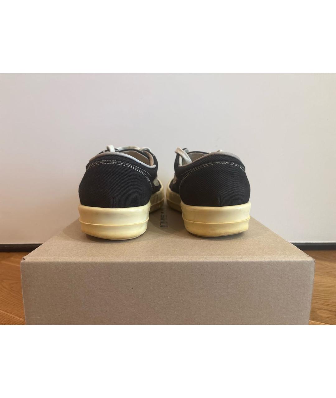 RICK OWENS DRKSHDW Черные текстильные низкие кроссовки / кеды, фото 4