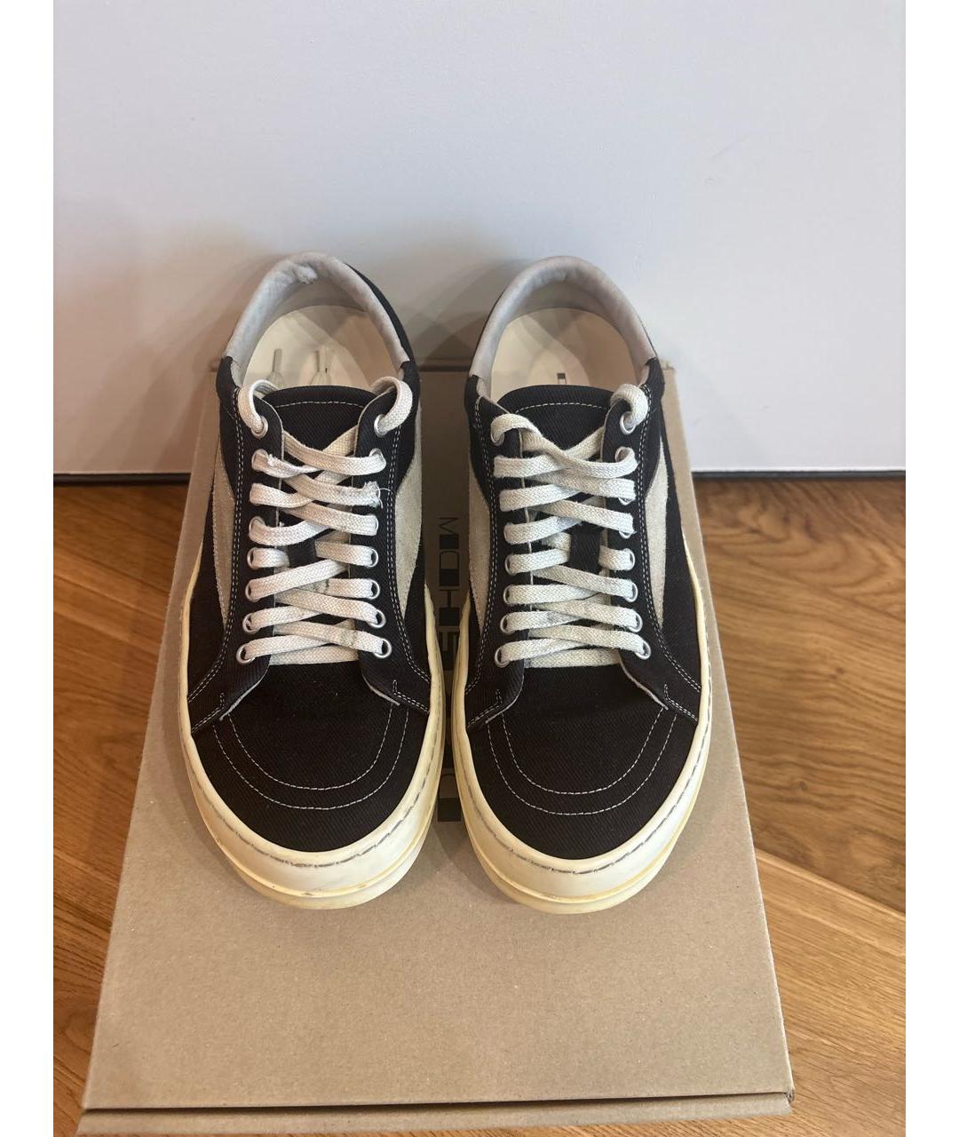 RICK OWENS DRKSHDW Черные текстильные низкие кроссовки / кеды, фото 2