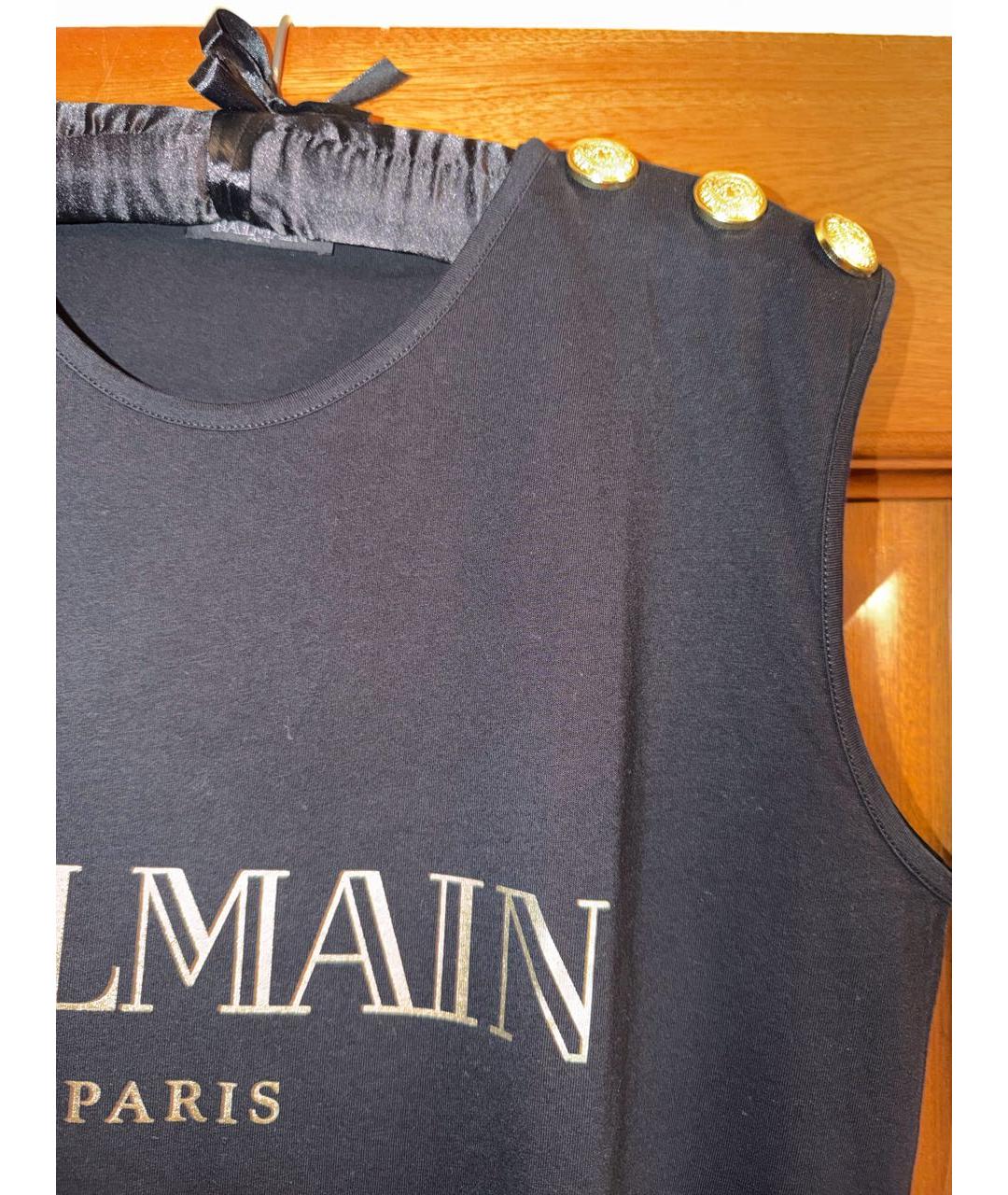 BALMAIN Черная хлопковая майка, фото 3