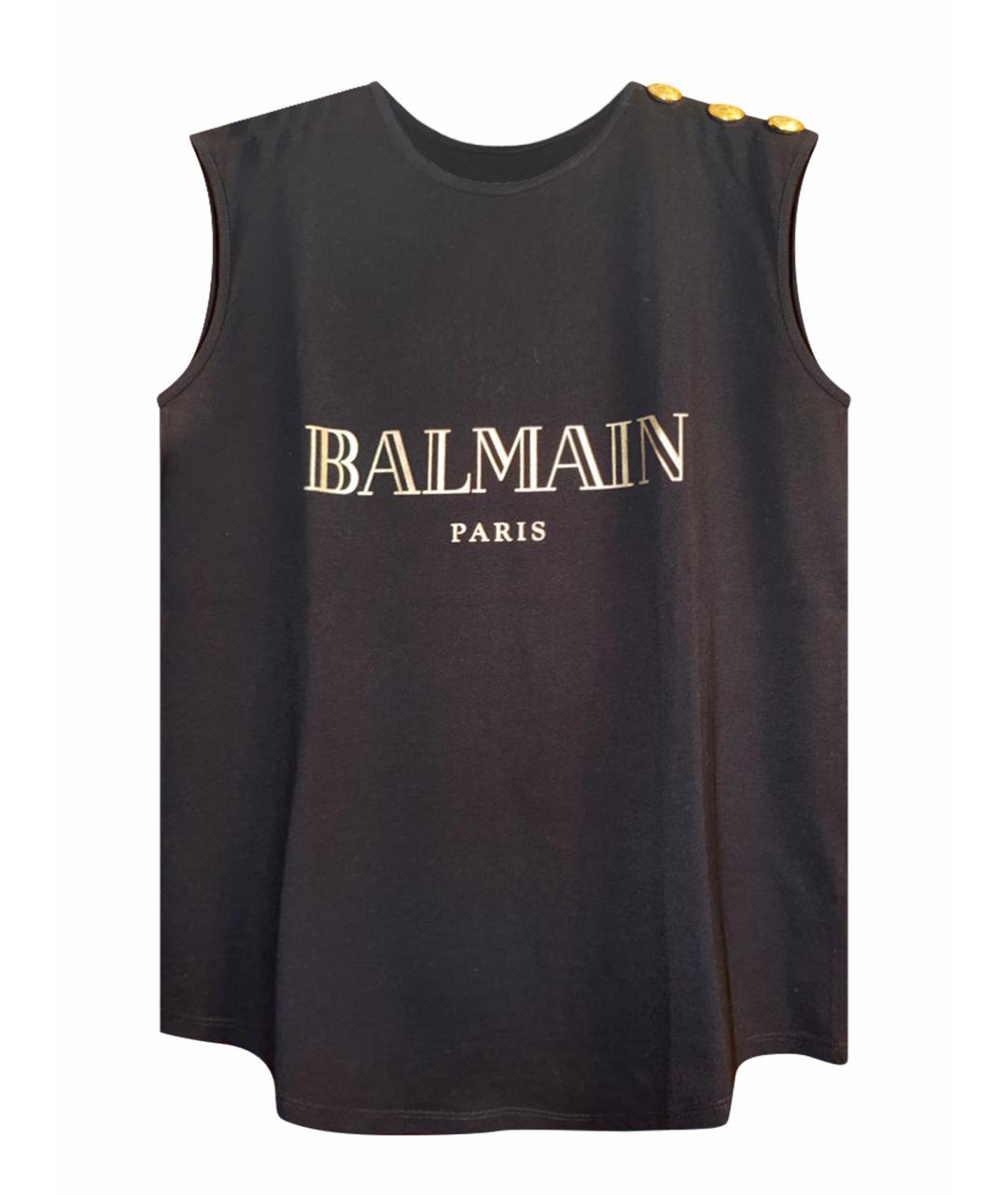 BALMAIN Черная хлопковая майка, фото 1