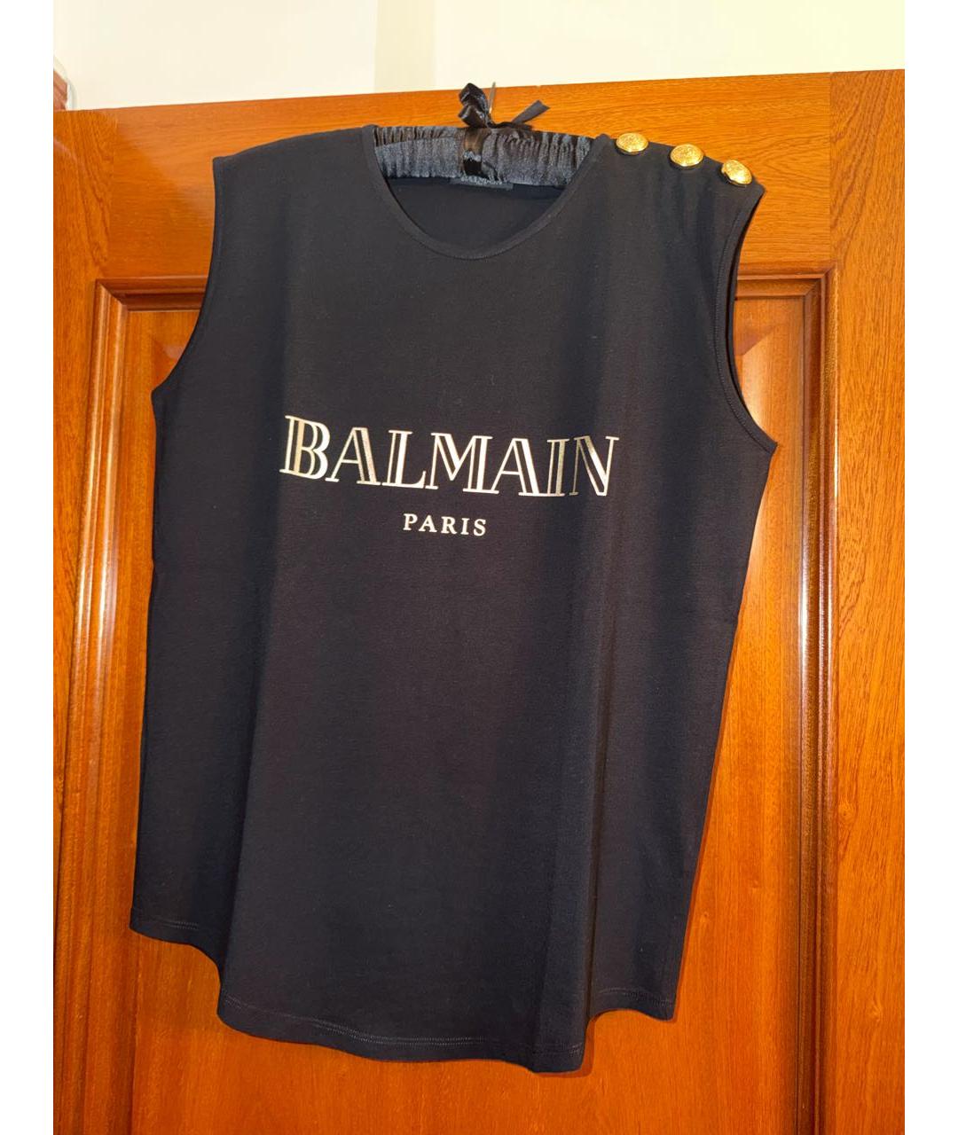BALMAIN Черная хлопковая майка, фото 6