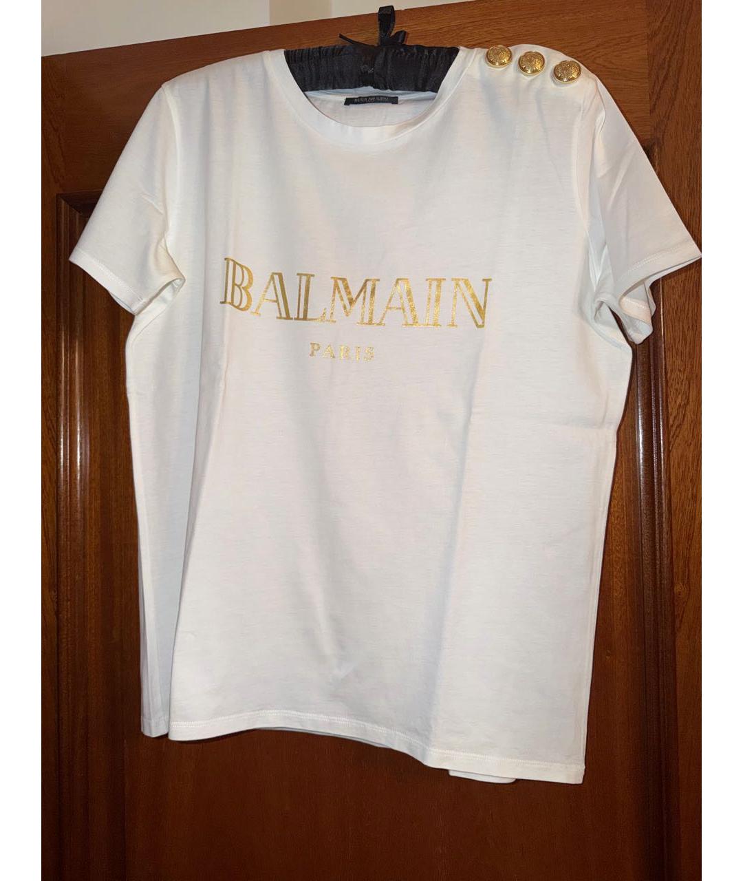 BALMAIN Белая хлопко-эластановая майка, фото 7