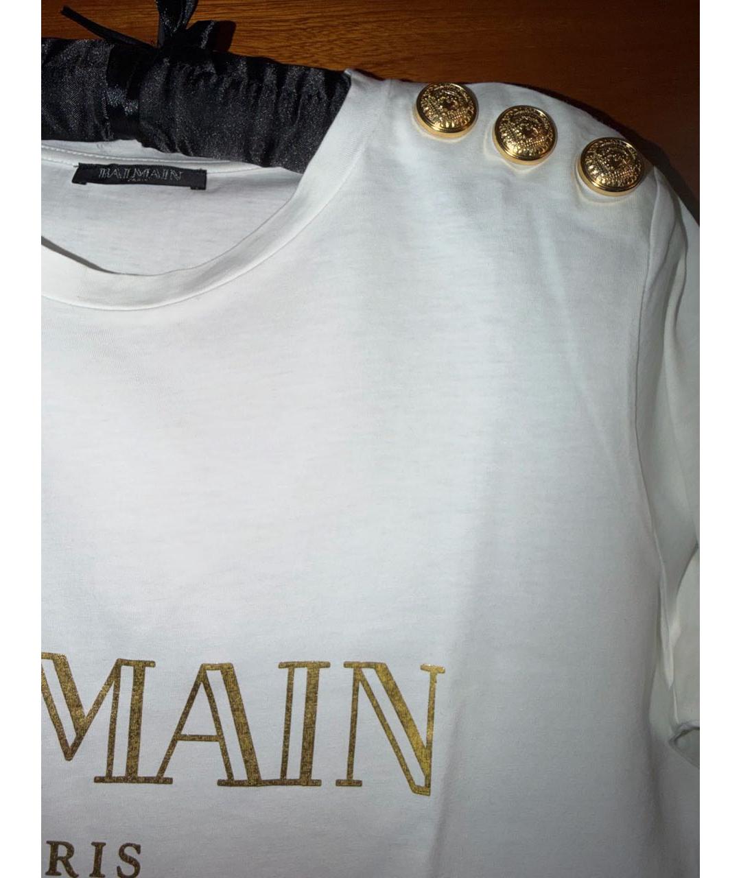 BALMAIN Белая хлопко-эластановая майка, фото 4