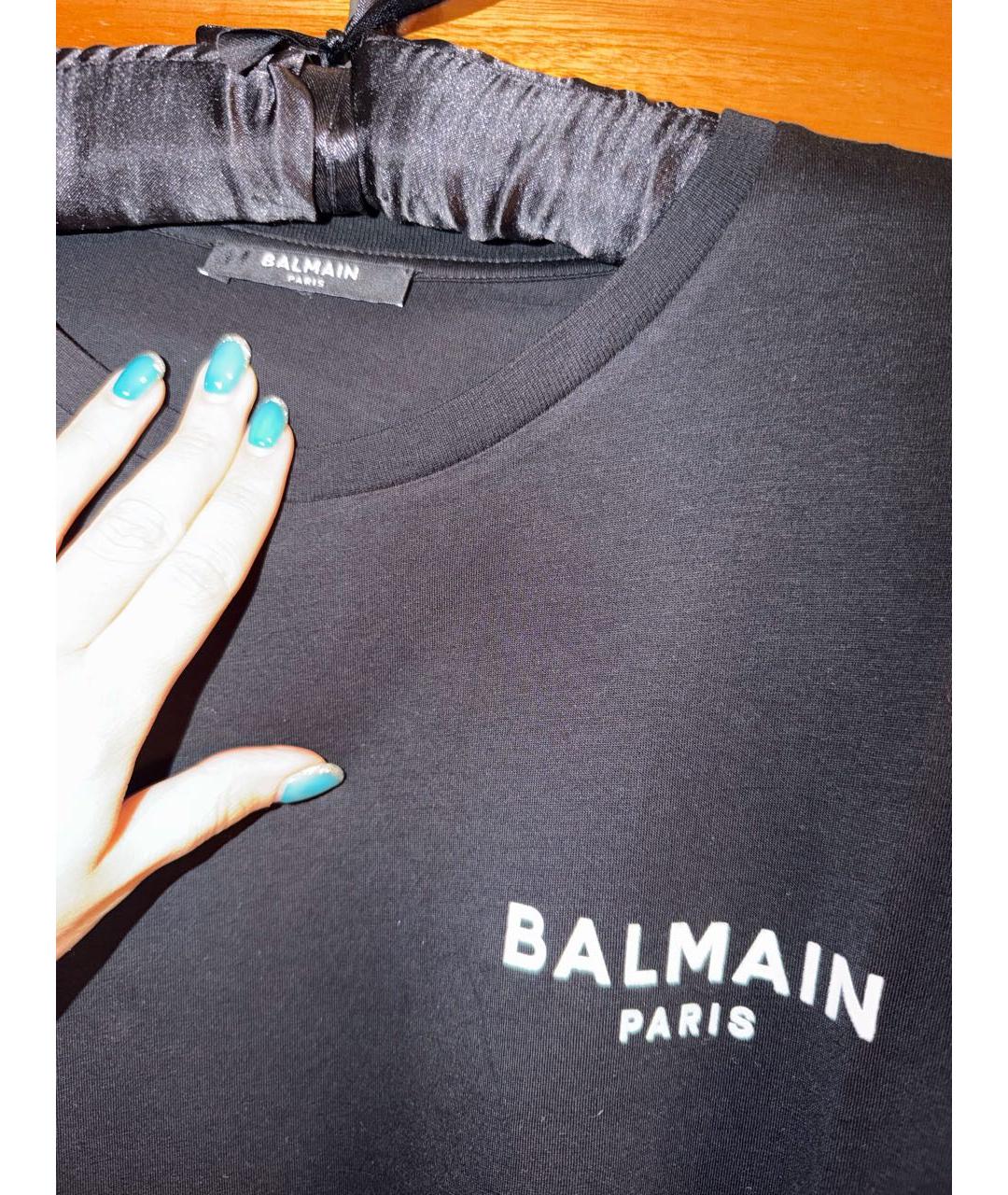 BALMAIN Черная хлопковая футболка, фото 3