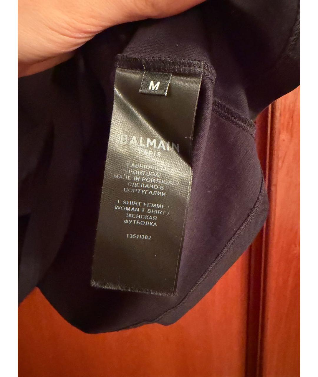 BALMAIN Черная хлопковая футболка, фото 5
