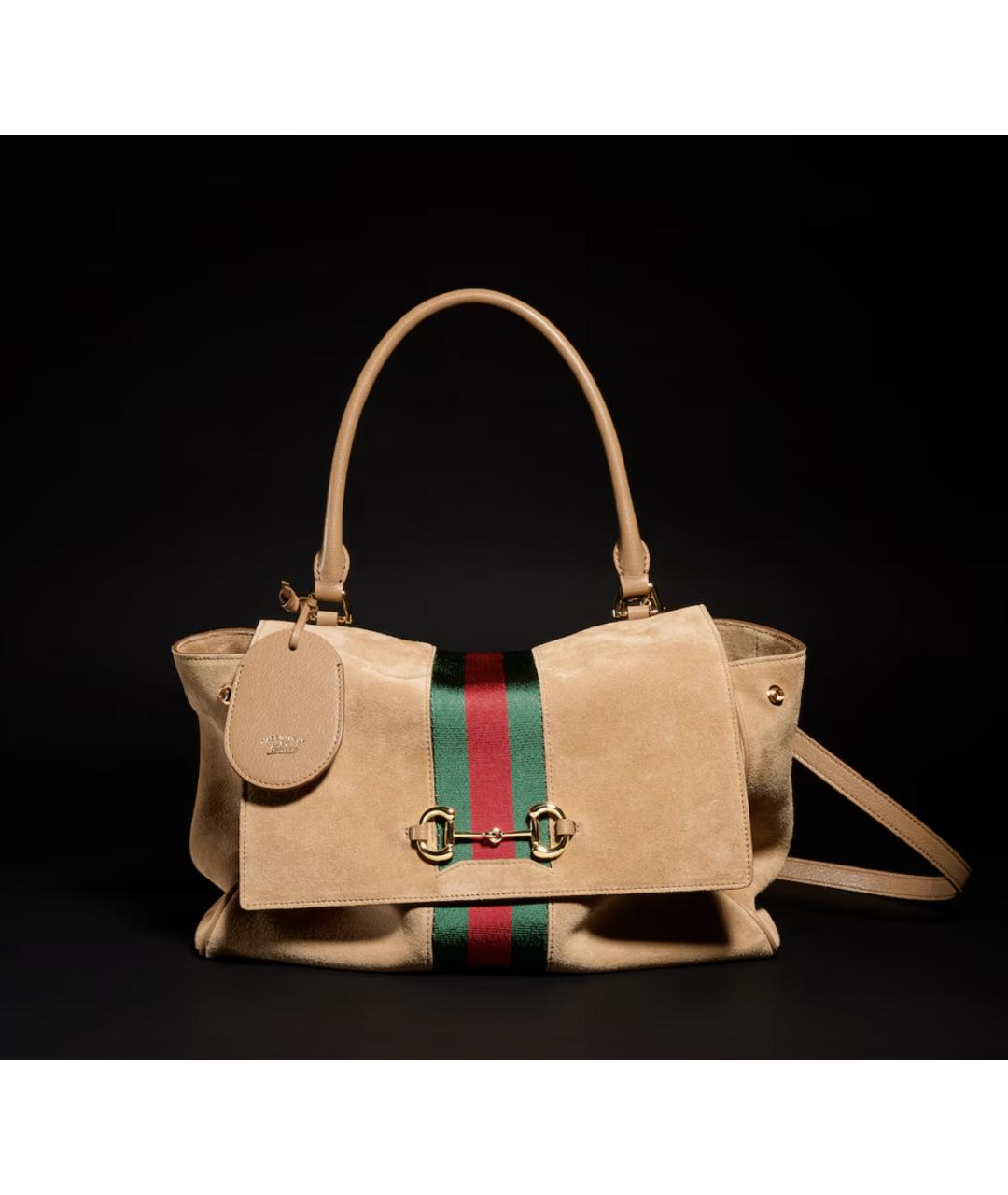 GUCCI Бежевая замшевая сумка через плечо, фото 5