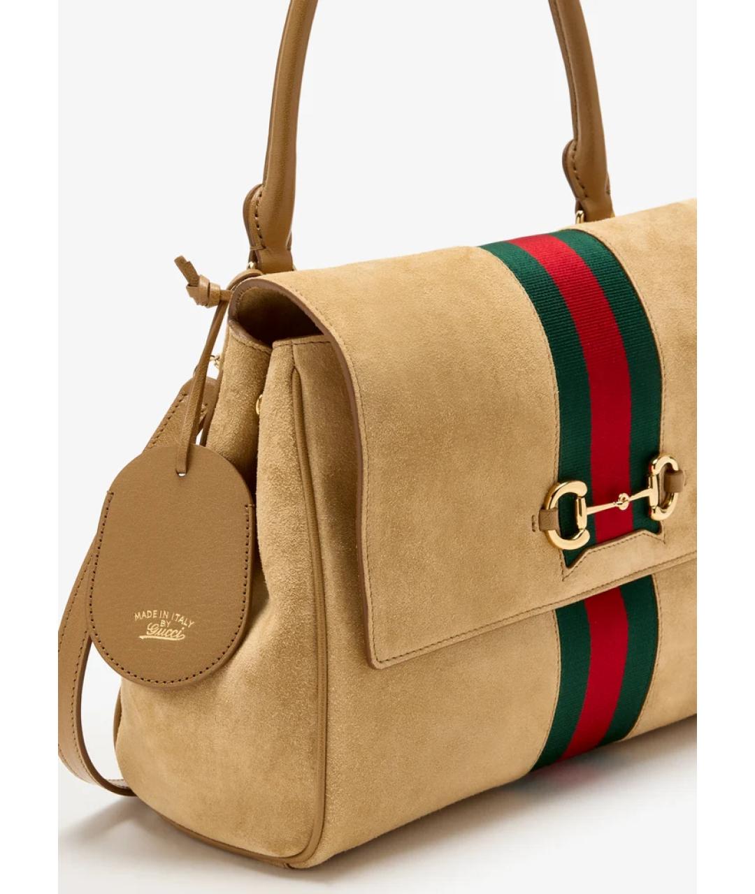 GUCCI Бежевая замшевая сумка через плечо, фото 2