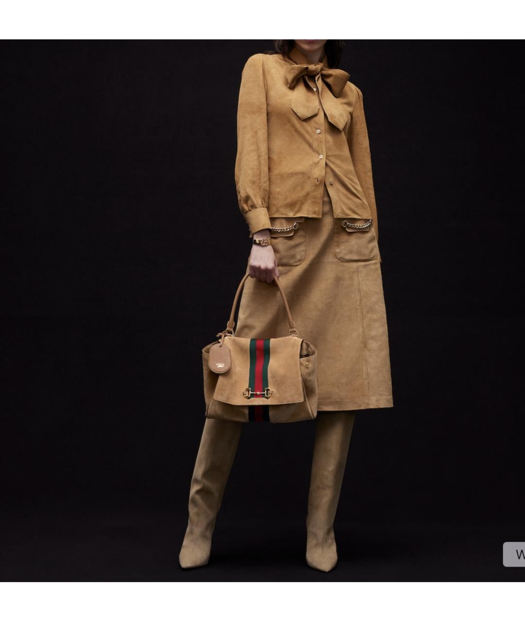 GUCCI Бежевая замшевая сумка через плечо, фото 7