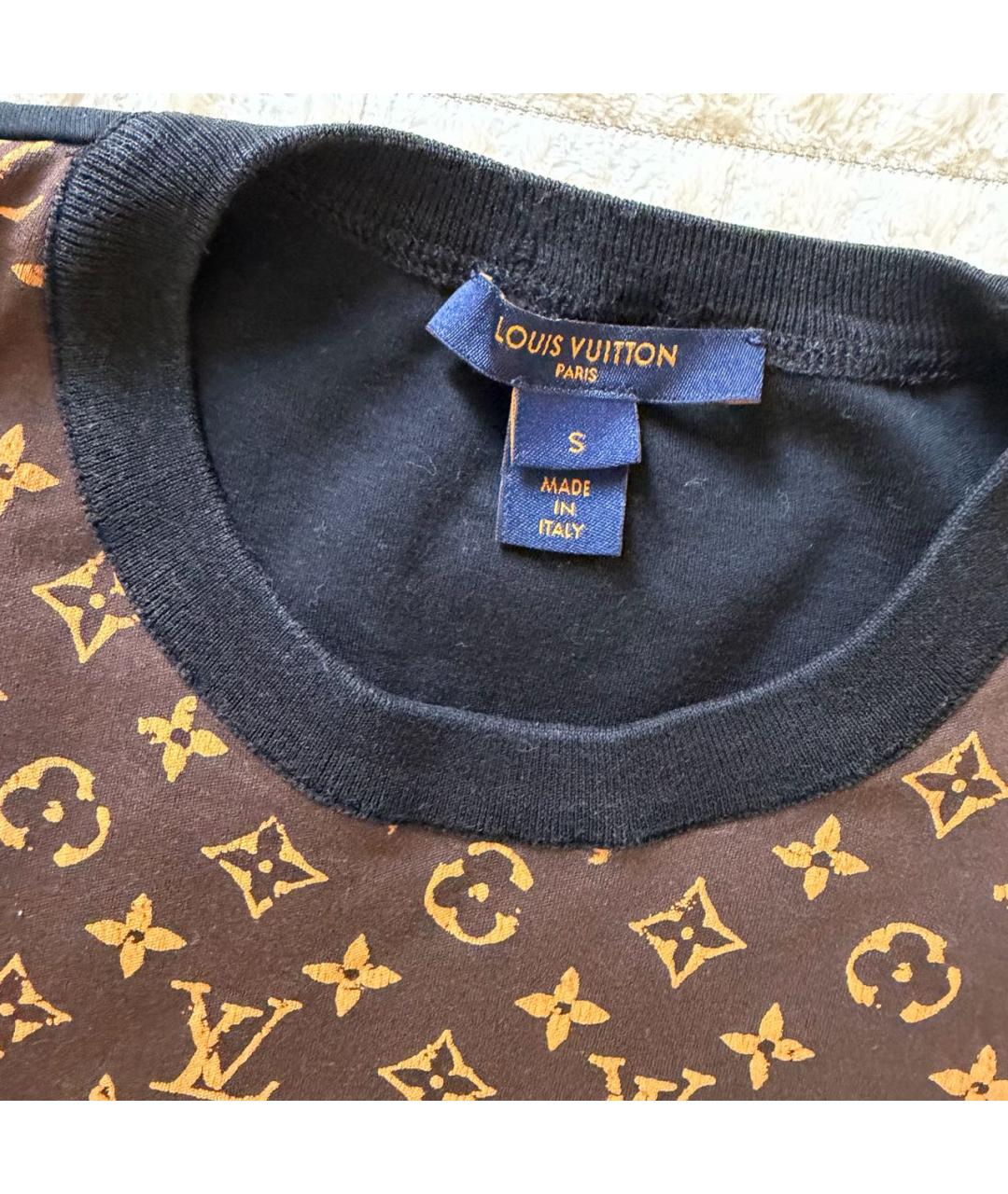 LOUIS VUITTON Черная хлопковая футболка, фото 3