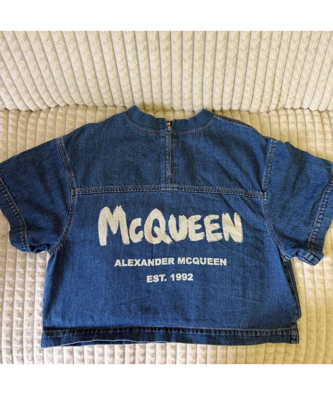 ALEXANDER MCQUEEN Синяя деним футболка, фото 2