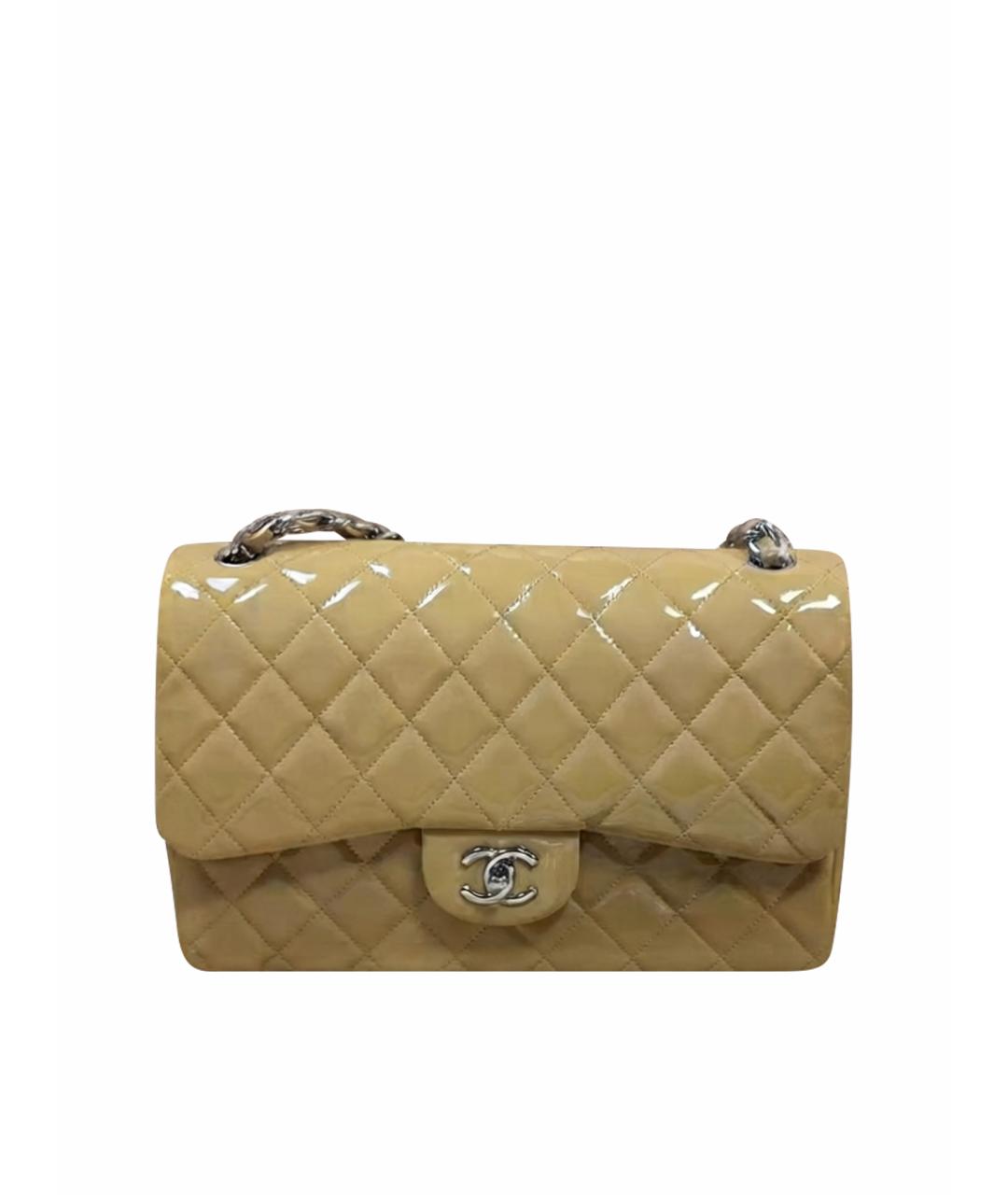 CHANEL Желтая сумка через плечо из лакированной кожи, фото 1