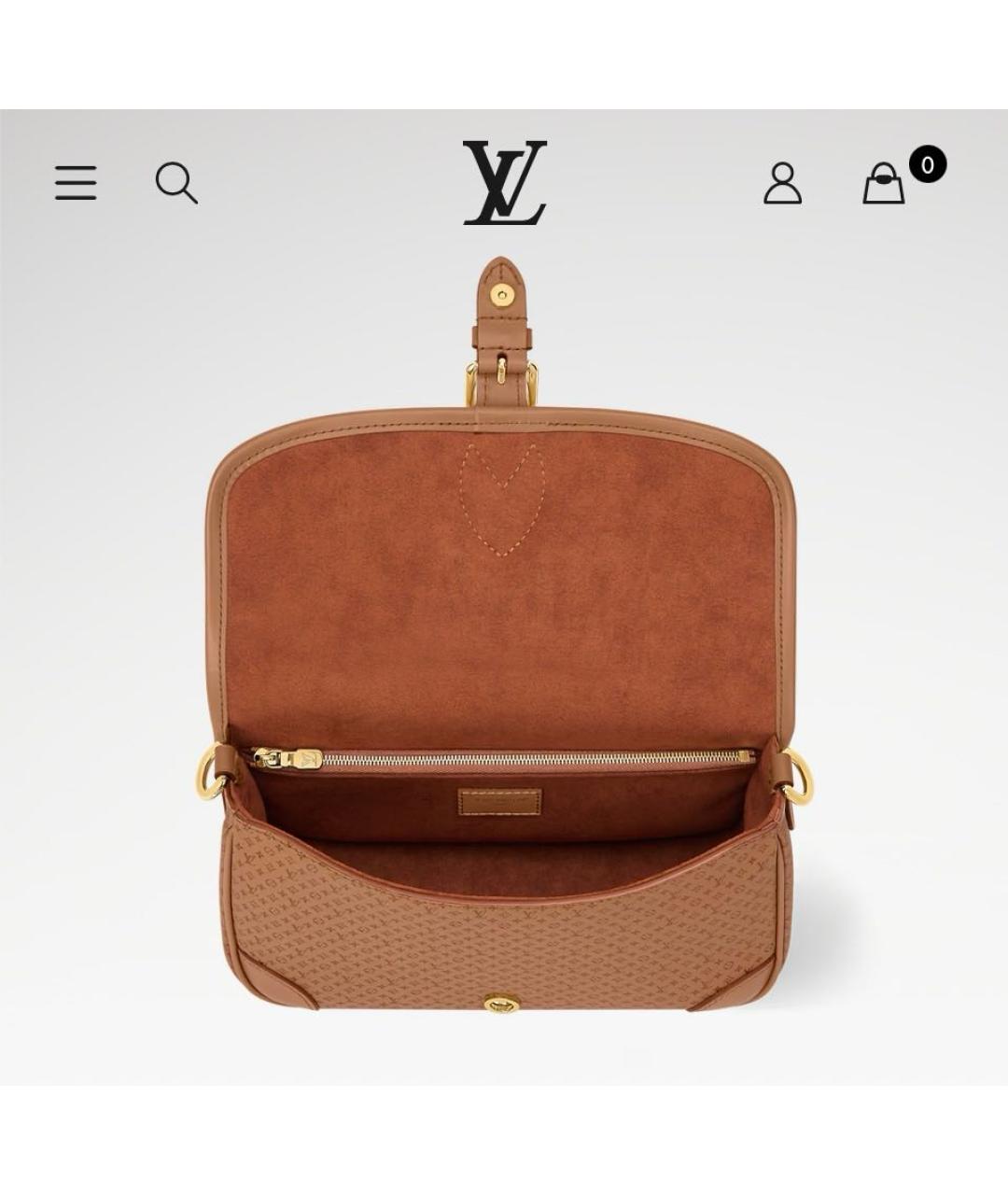 LOUIS VUITTON Коричневая кожаная сумка через плечо, фото 4