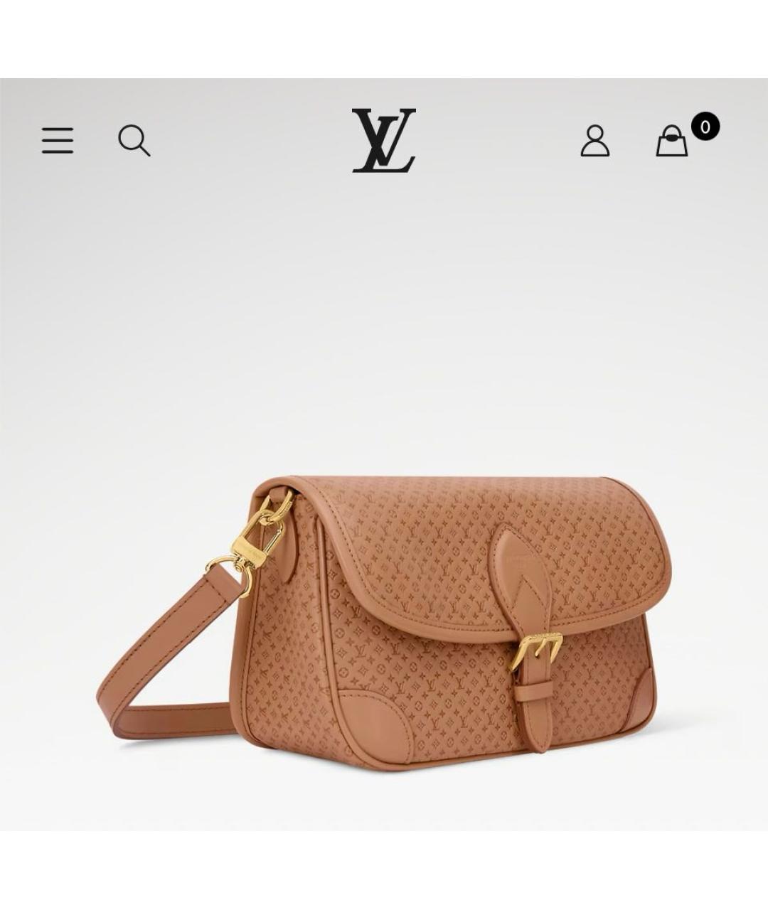 LOUIS VUITTON Коричневая кожаная сумка через плечо, фото 6