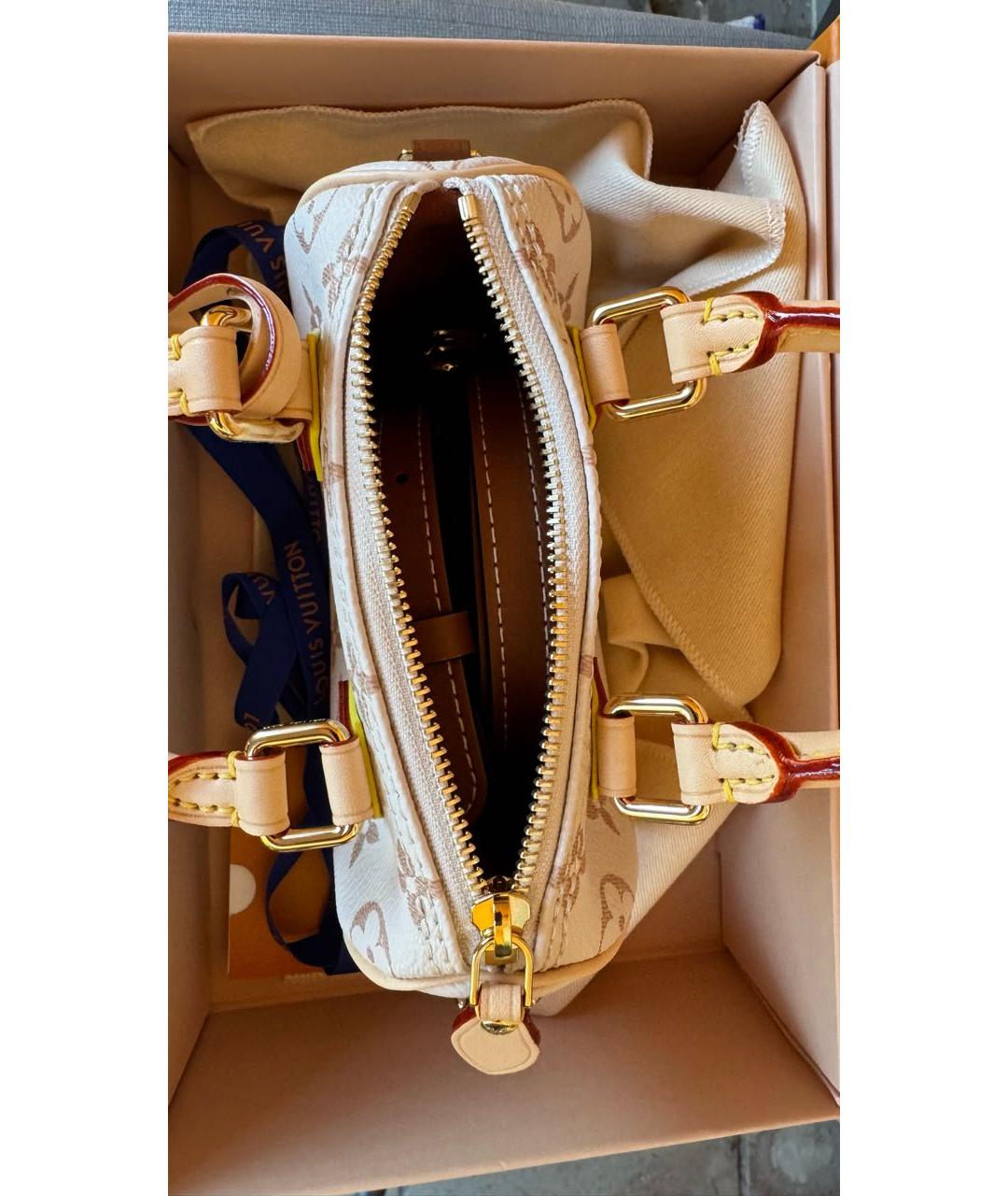 LOUIS VUITTON Бежевая канва сумка с короткими ручками, фото 5