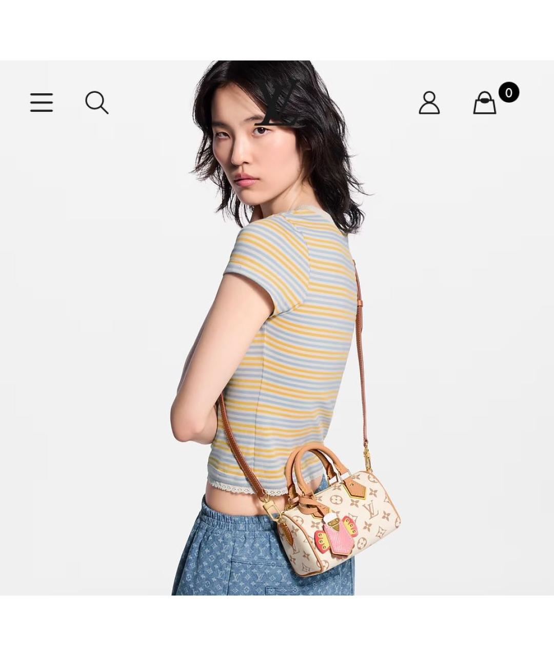 LOUIS VUITTON Бежевая канва сумка с короткими ручками, фото 6