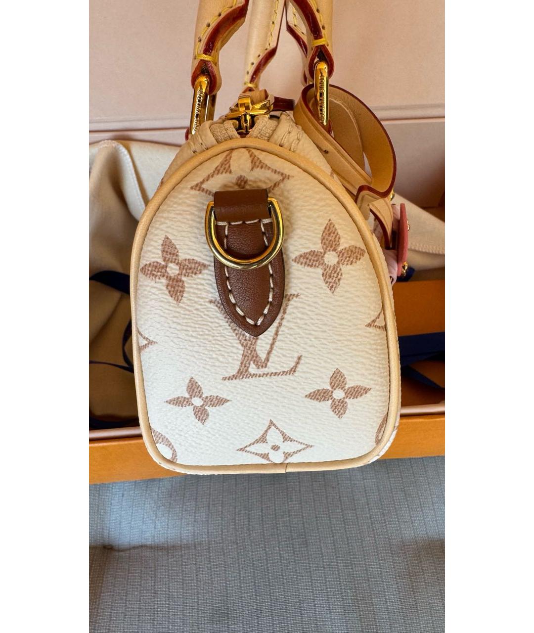 LOUIS VUITTON Бежевая канва сумка с короткими ручками, фото 4