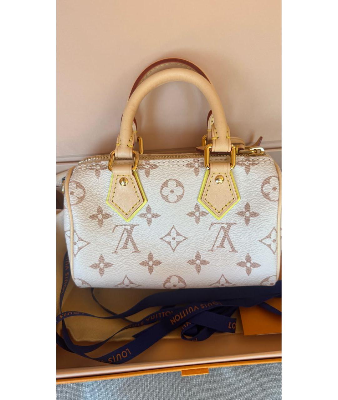 LOUIS VUITTON Бежевая канва сумка с короткими ручками, фото 3