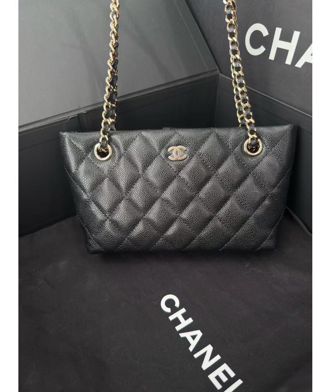 CHANEL Черная кожаная сумка тоут, фото 2