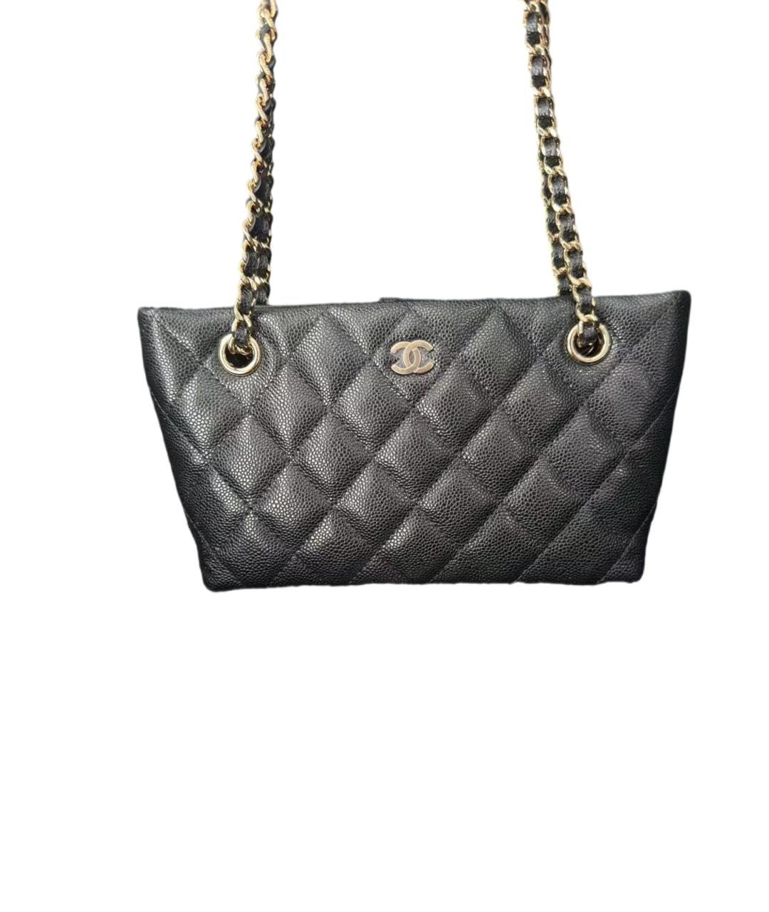 CHANEL Черная кожаная сумка тоут, фото 7