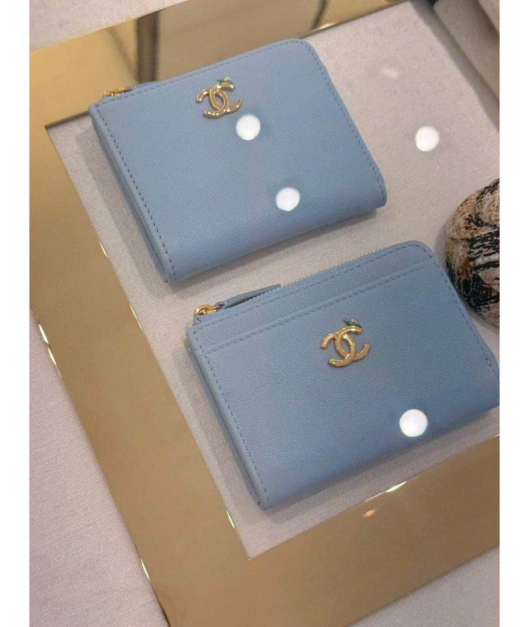 CHANEL Голубой кожаный кардхолдер, фото 6