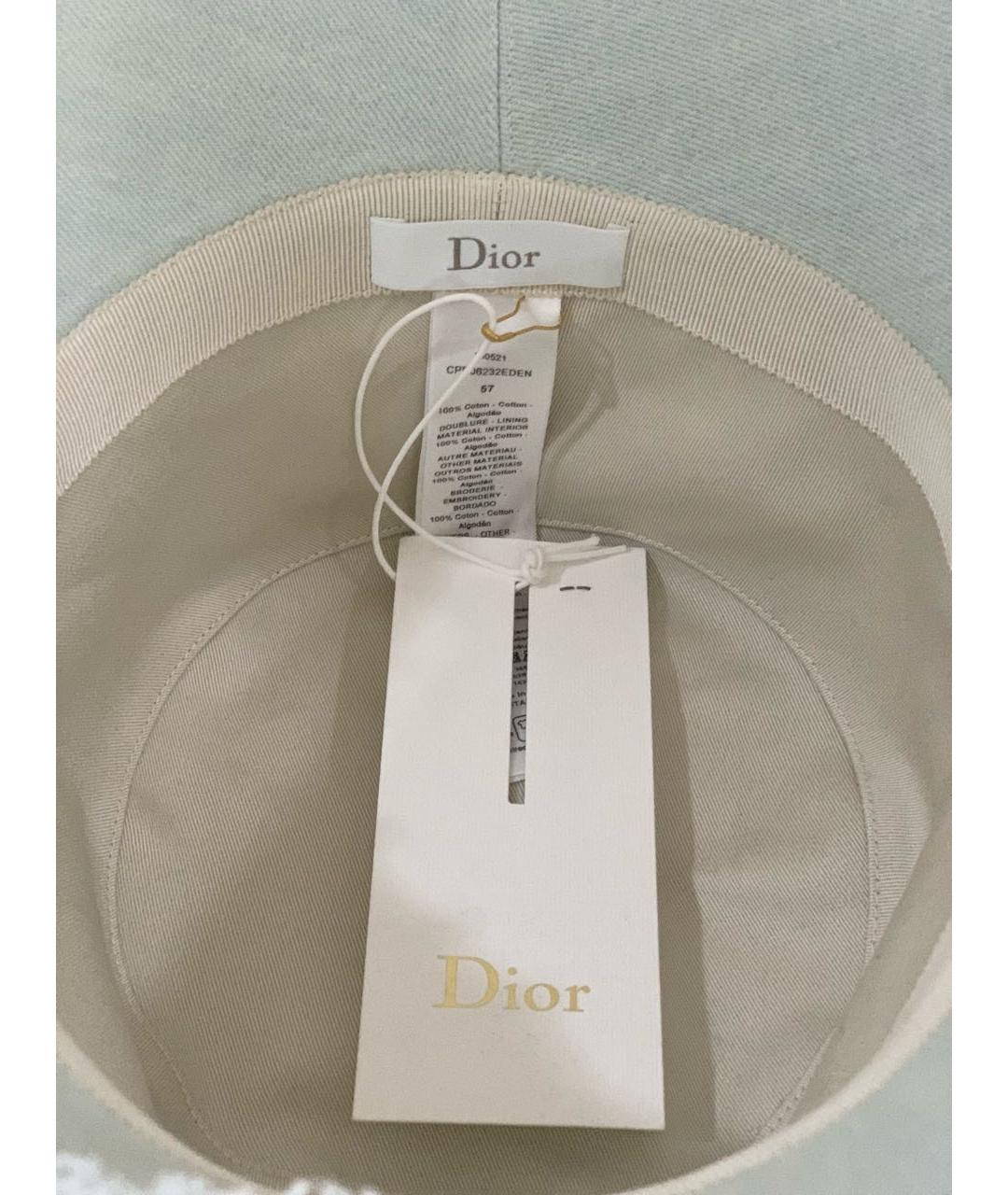 CHRISTIAN DIOR Голубая хлопковая панама, фото 3