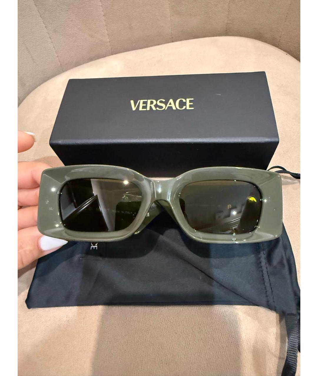 VERSACE Зеленые пластиковые солнцезащитные очки, фото 6