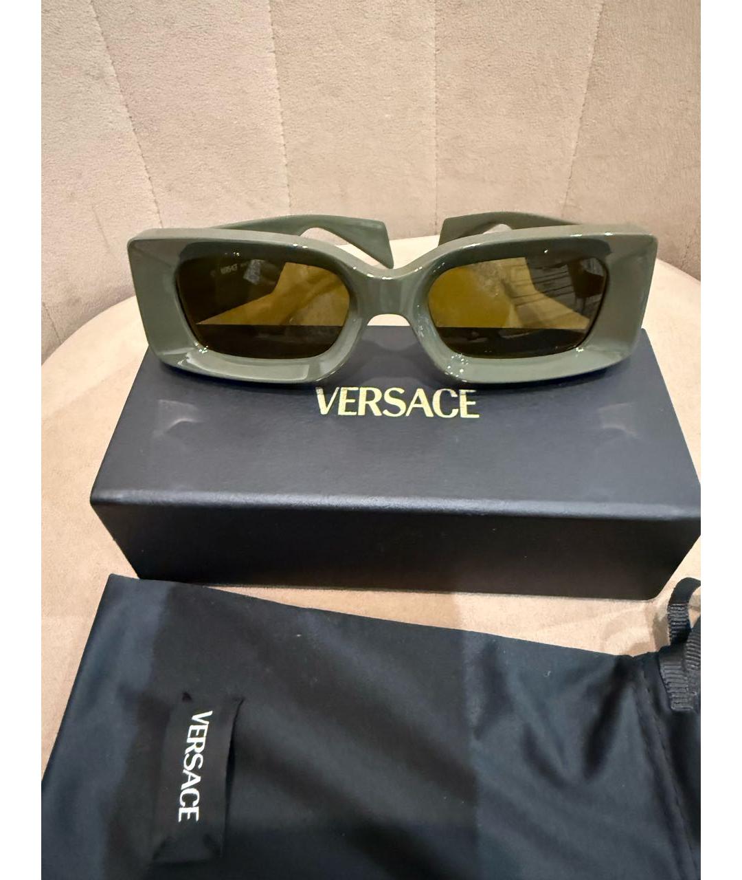 VERSACE Зеленые пластиковые солнцезащитные очки, фото 9