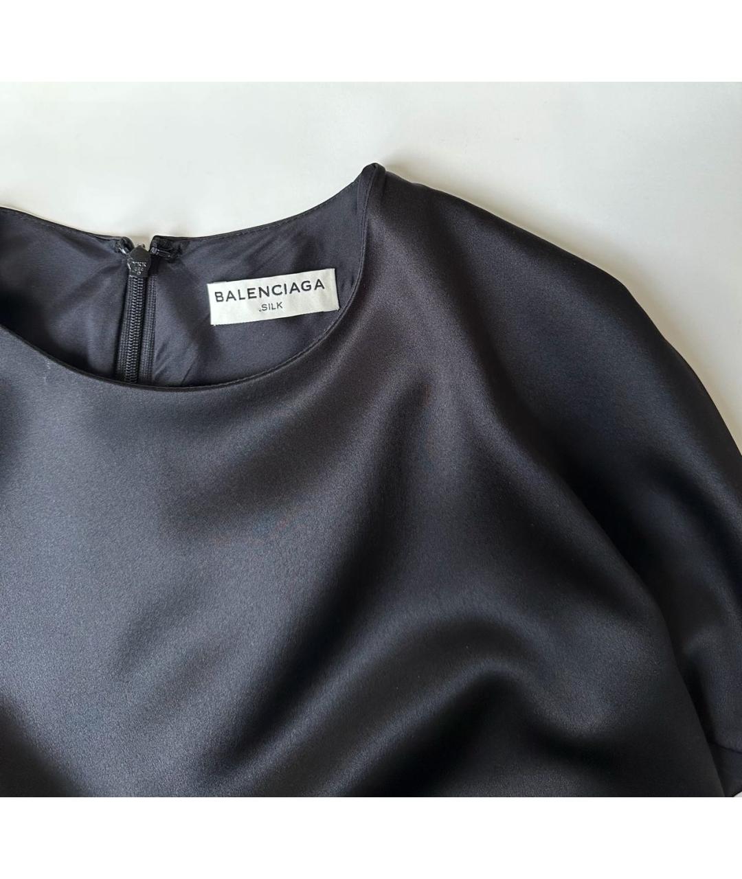 BALENCIAGA Черное шелковое коктейльное платье, фото 4