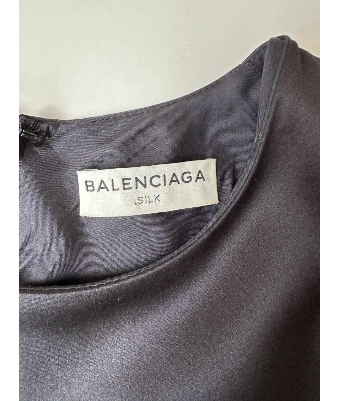 BALENCIAGA Черное шелковое коктейльное платье, фото 5