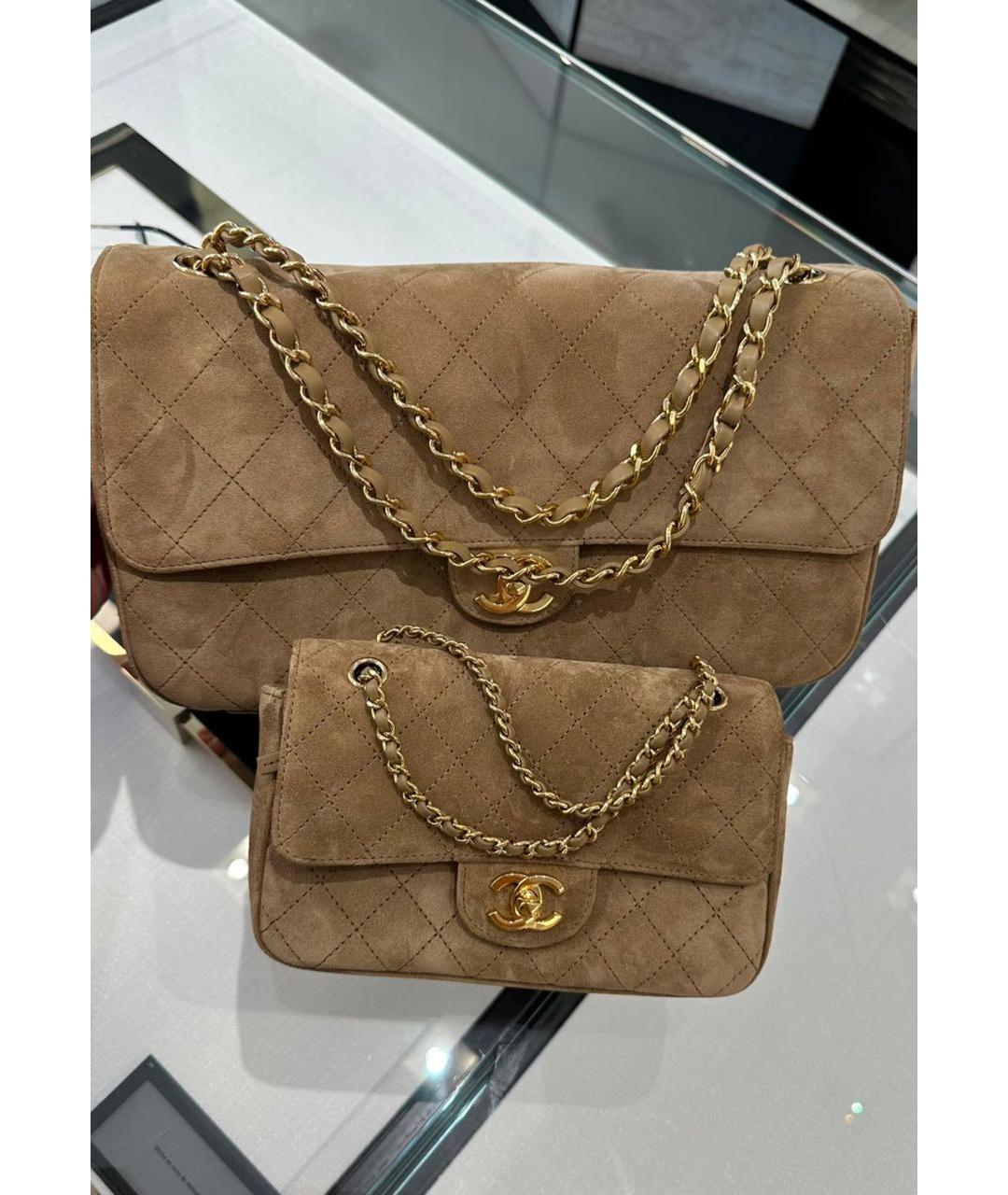 CHANEL Бежевая замшевая сумка через плечо, фото 4