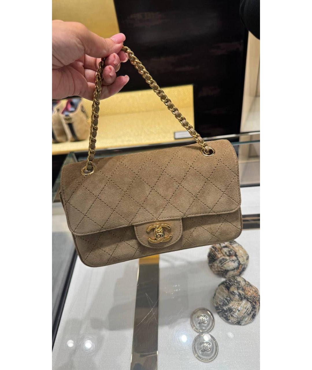 CHANEL Бежевая замшевая сумка через плечо, фото 2