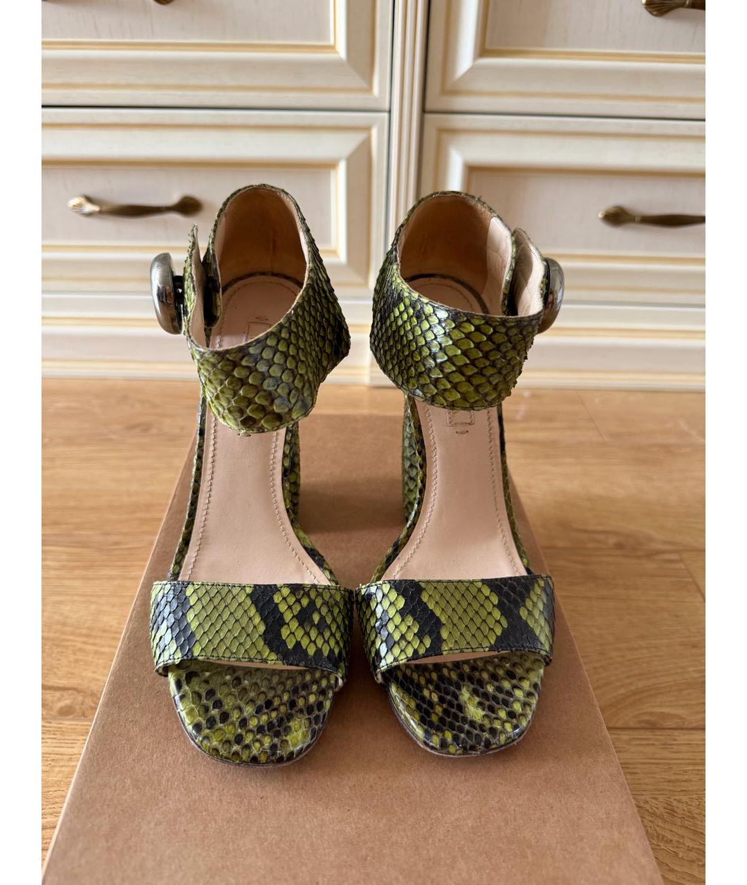PRADA Зеленые босоножки из экзотической кожи, фото 3