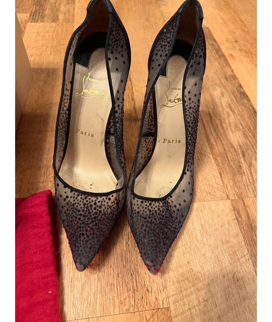 CHRISTIAN LOUBOUTIN Черные текстильные туфли, фото 2