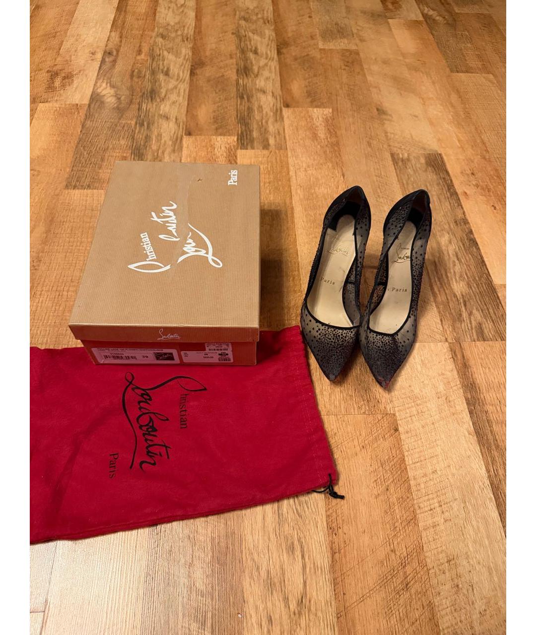 CHRISTIAN LOUBOUTIN Черные текстильные туфли, фото 6