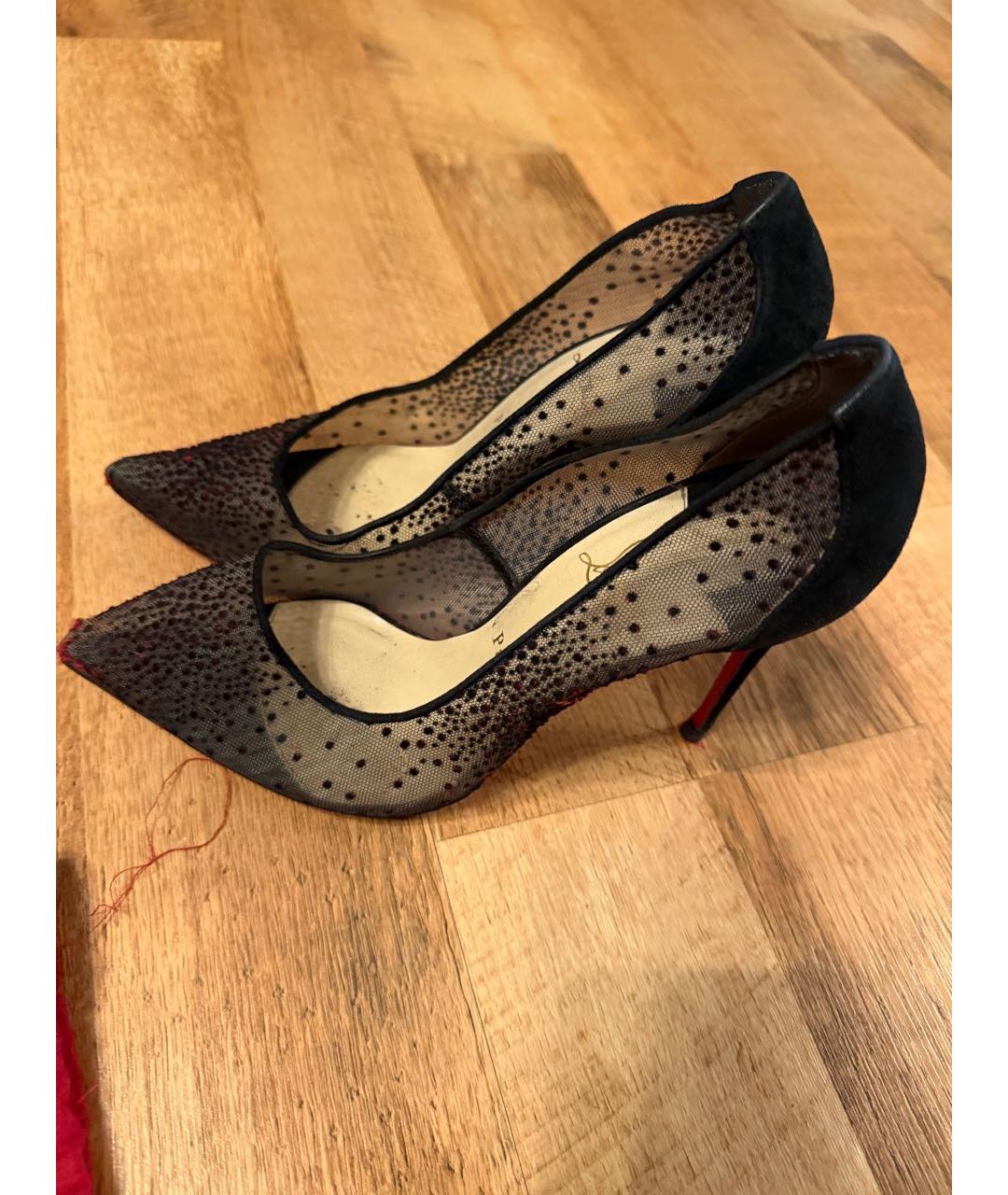 CHRISTIAN LOUBOUTIN Черные текстильные туфли, фото 7
