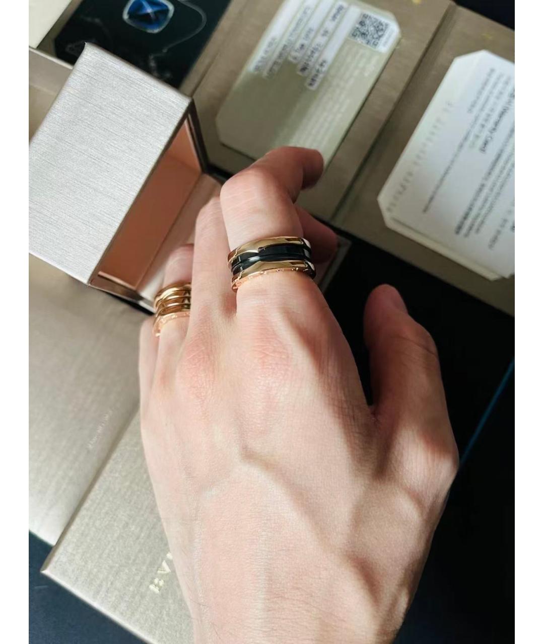 BVLGARI Черное кольцо из розового золота, фото 3