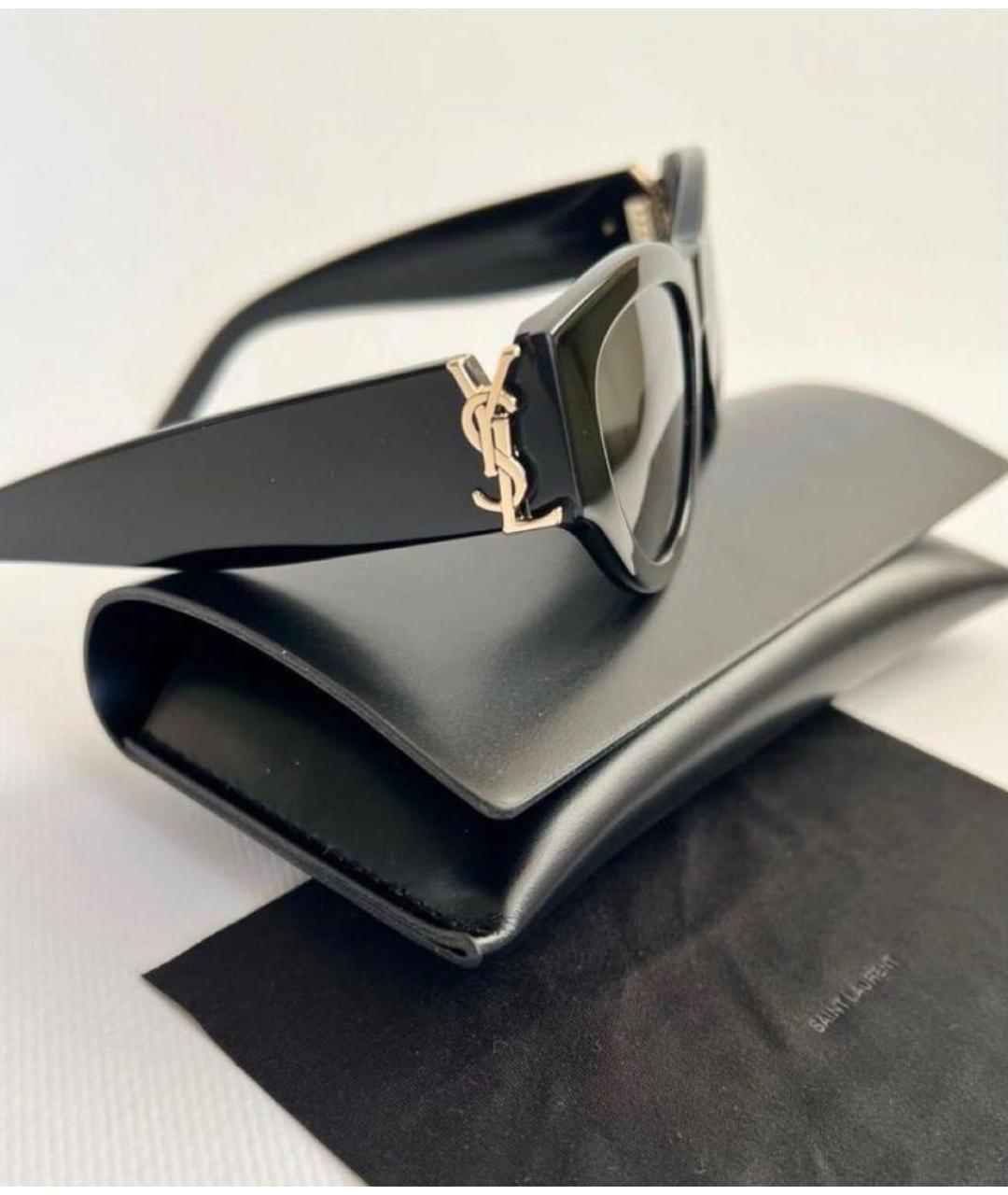 SAINT LAURENT Черные пластиковые солнцезащитные очки, фото 4