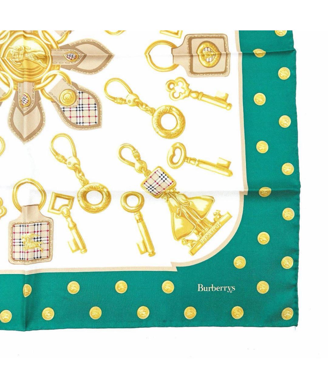 BURBERRY Зеленый шелковый платок, фото 2