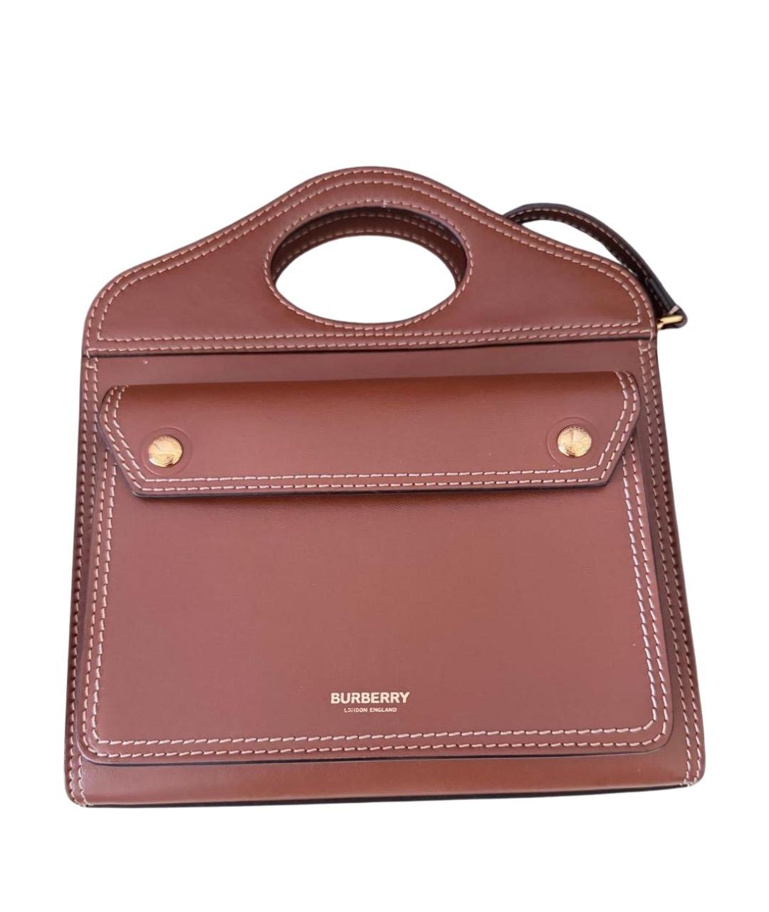 BURBERRY Коричневая кожаная сумка с короткими ручками, фото 1