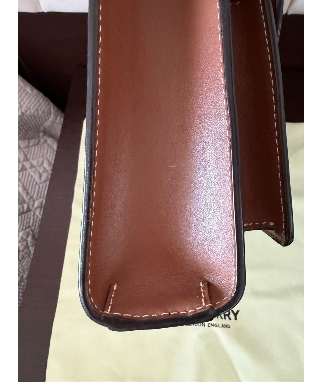 BURBERRY Коричневая кожаная сумка с короткими ручками, фото 8