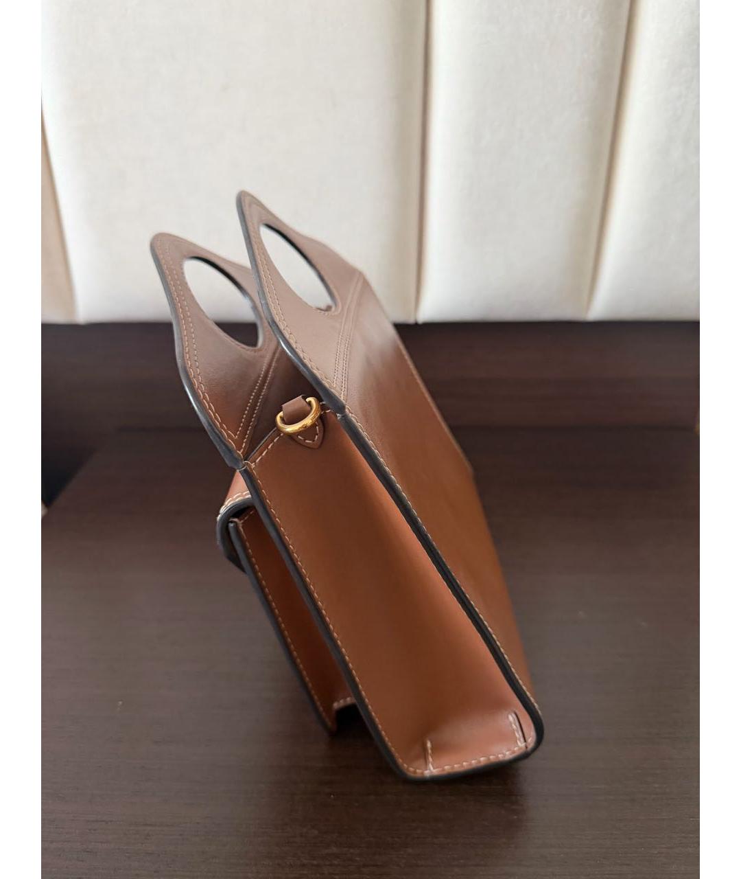 BURBERRY Коричневая кожаная сумка с короткими ручками, фото 2