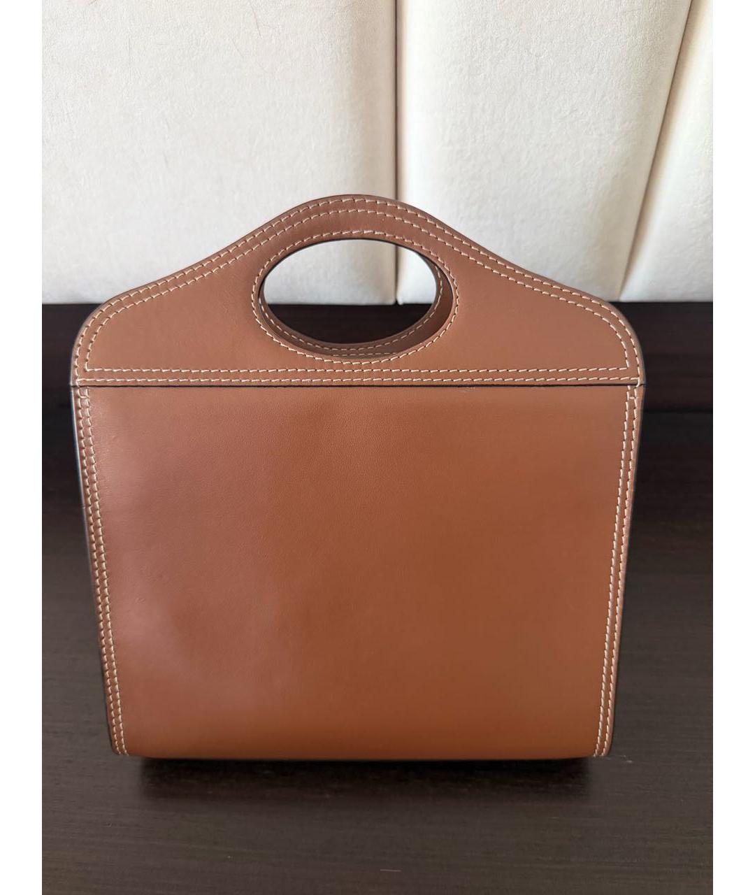 BURBERRY Коричневая кожаная сумка с короткими ручками, фото 3