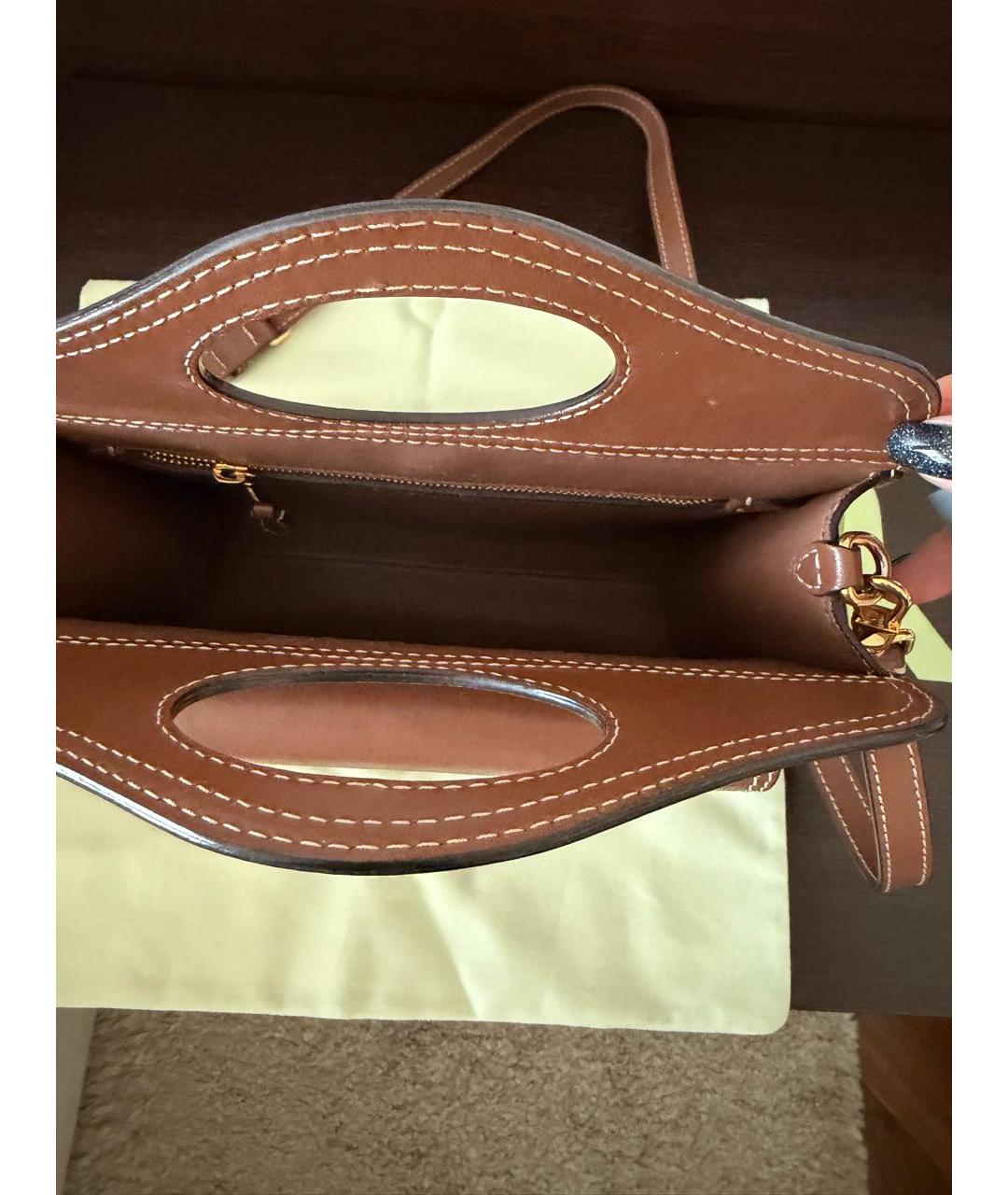 BURBERRY Коричневая кожаная сумка с короткими ручками, фото 4