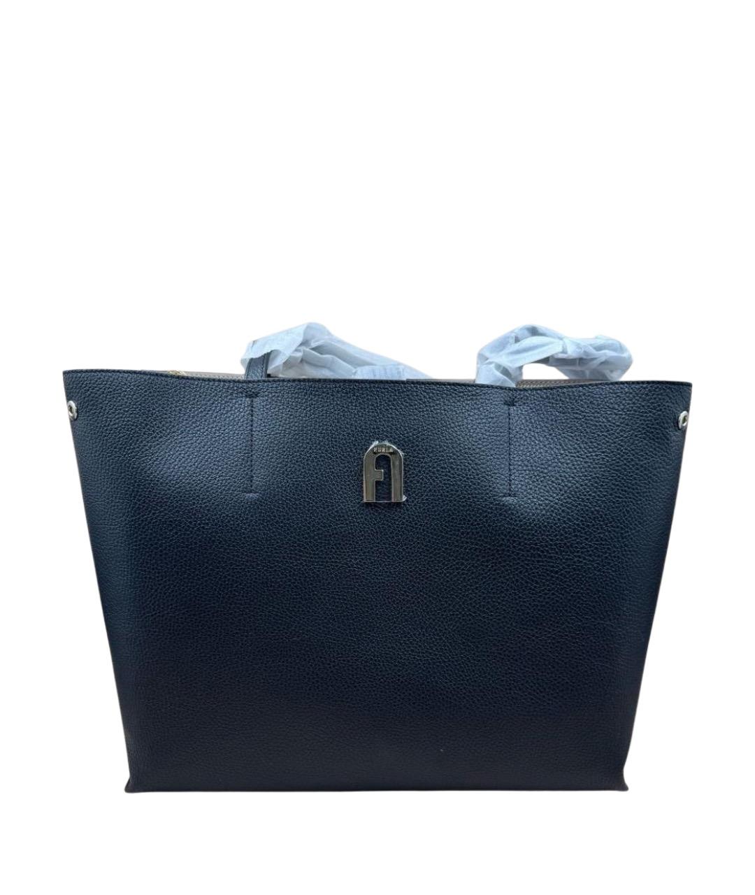 FURLA Черная кожаная сумка тоут, фото 1
