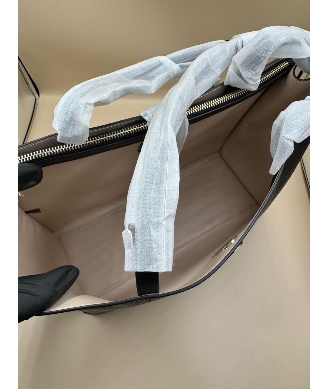 FURLA Черная кожаная сумка тоут, фото 6
