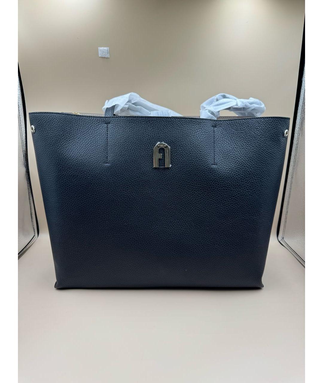 FURLA Черная кожаная сумка тоут, фото 7