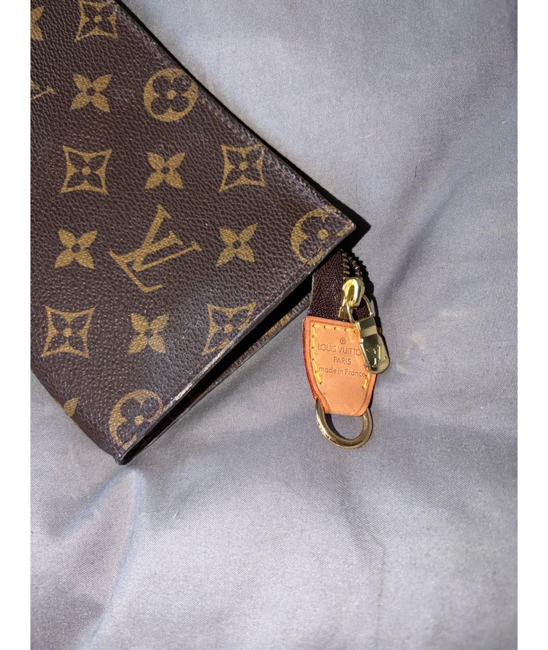 LOUIS VUITTON Коричневая канва косметичка, фото 4